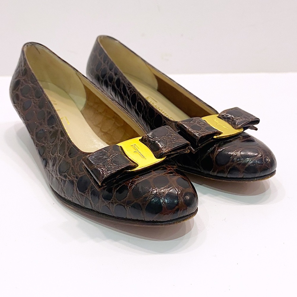 Ferragamo Brown Animal Skin Shoes - 7B